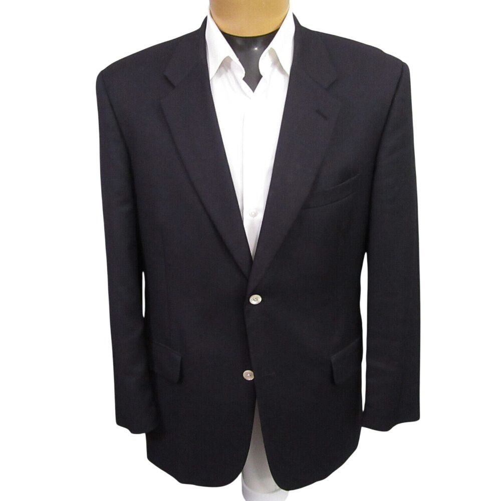 Tasso Elba Mens Angelico Sport Coat 42R Black Blazer 120s Wool Cashmere